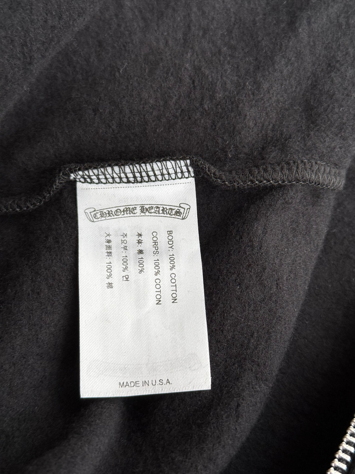 Chrome Hearts Black & White Script Logo Zip Up Hoodie