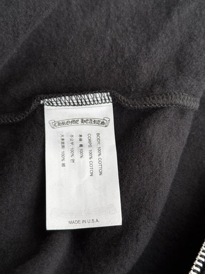 Chrome Hearts Black & White Script Logo Zip Up Hoodie