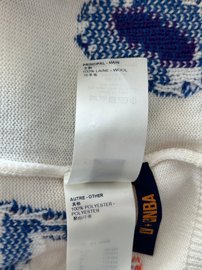 Louis Vuitton NBA White Multicolor Letter Wool Sweater
