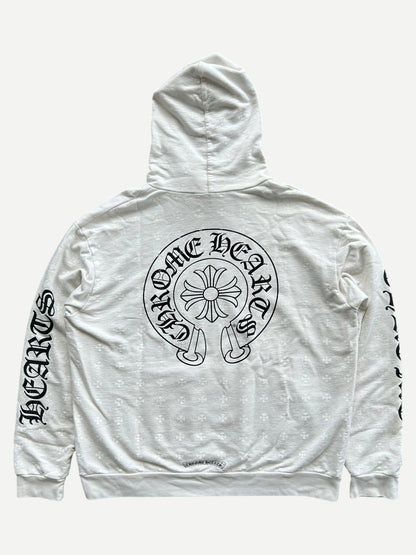 Chrome Hearts White & Black Cross Jacquard Horseshoe Logo Hoodie