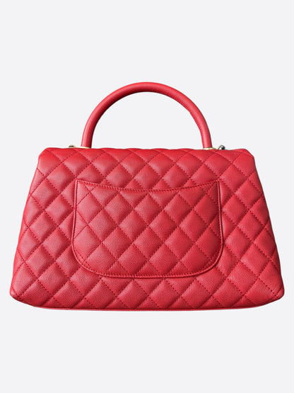 Chanel Red Caviar Quilted Medium Top Handle Bag