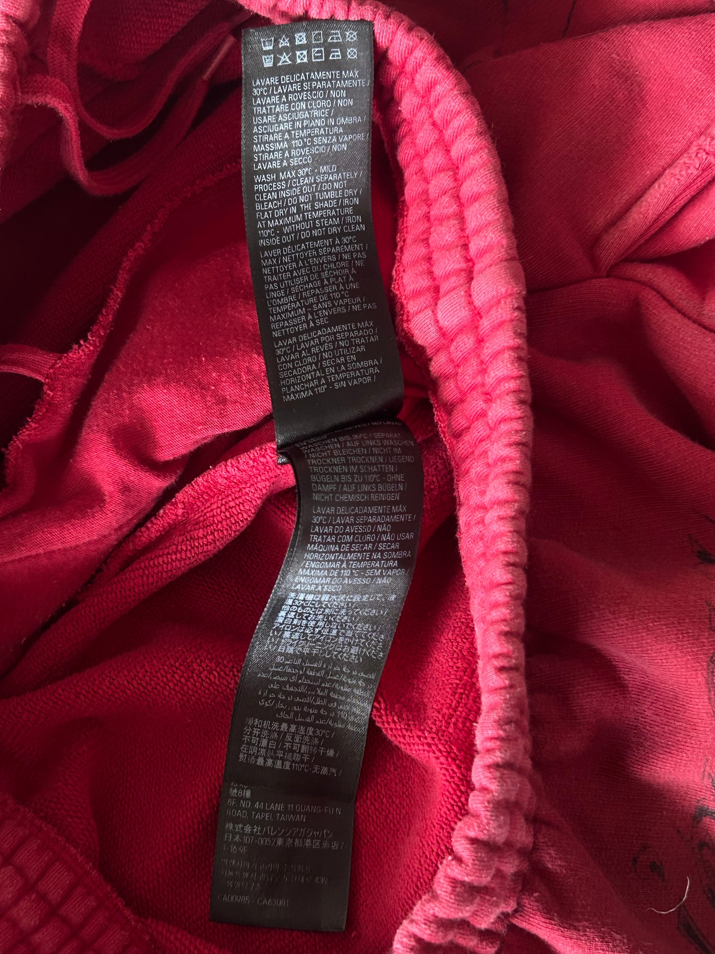 Balenciaga Red & Black Tattoo Print Oversized Sweatpants