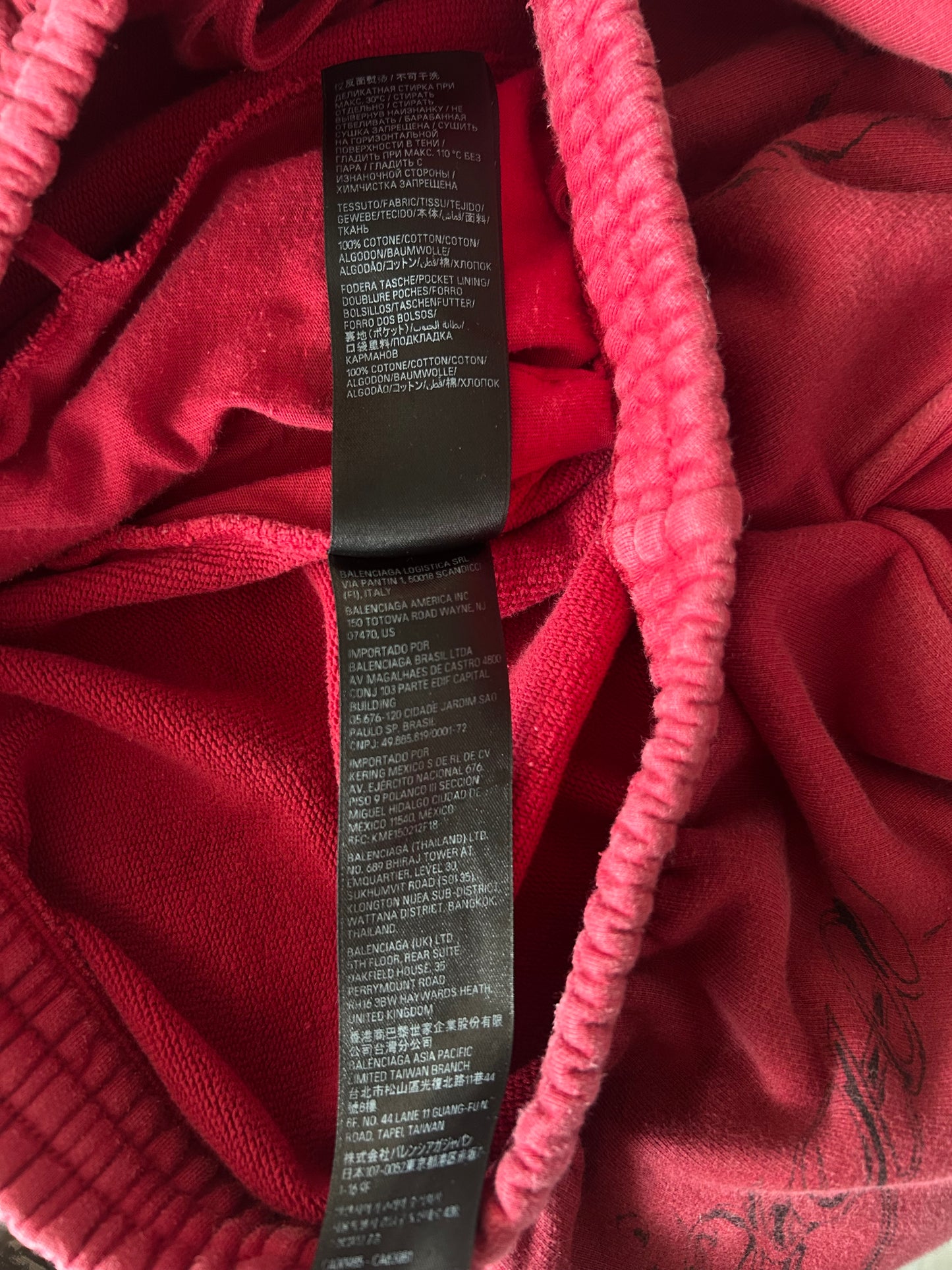 Balenciaga Red & Black Tattoo Print Oversized Sweatpants