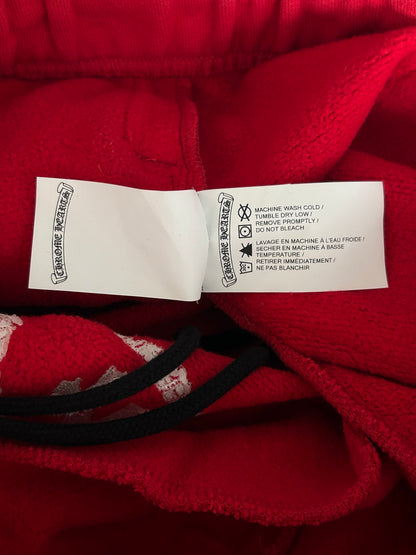 Chrome Hearts Red & White Triple Cross Embroidered Sweatpants