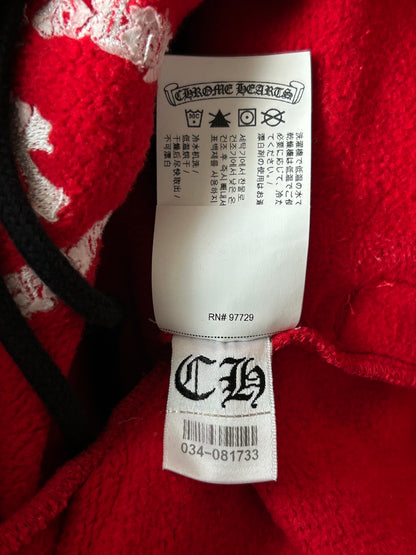 Chrome Hearts Red & White Triple Cross Embroidered Sweatpants