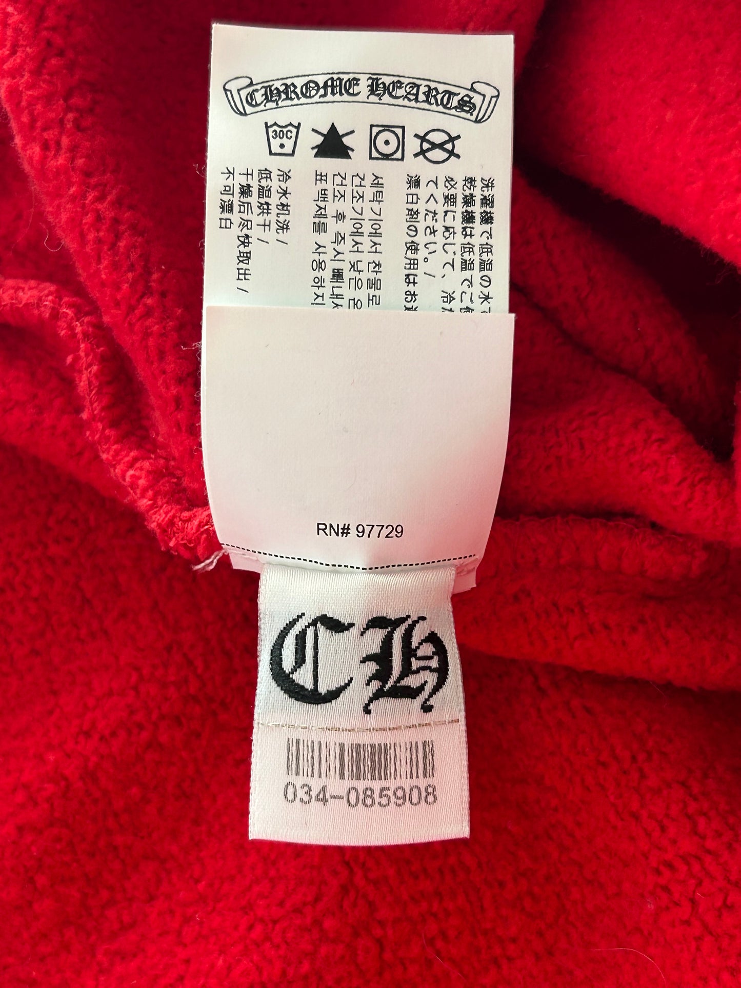 Chrome Hearts Red & White Triple Cross Embroidered Hoodie