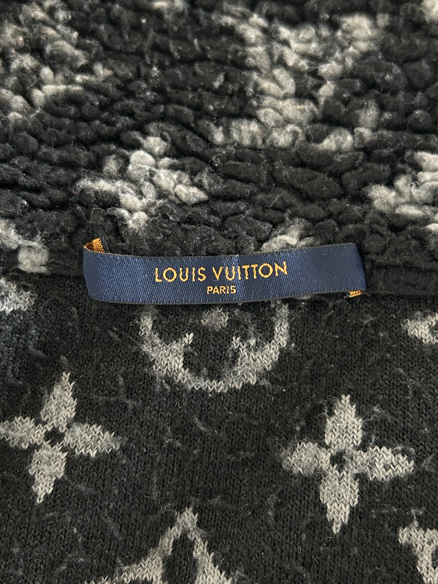 Louis Vuitton Black & Grey Monogram Fleece Zip Up Jacket