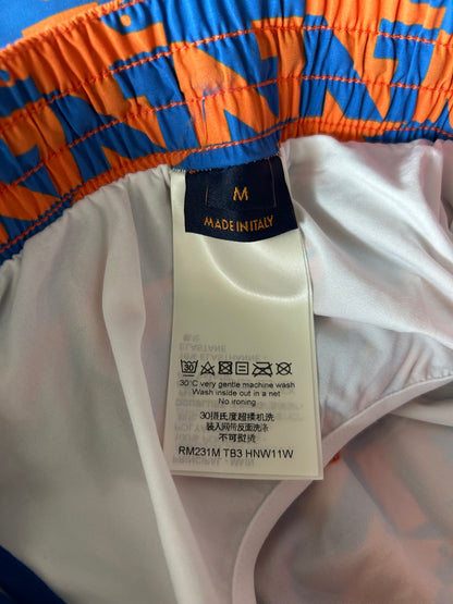 Louis Vuitton Blue & Orange Dove Print Swimshorts