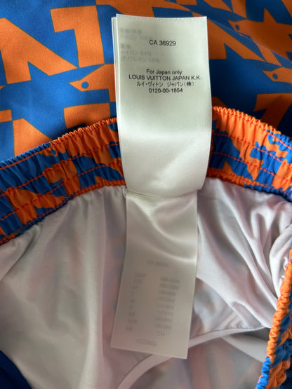 Louis Vuitton Blue & Orange Dove Print Swimshorts