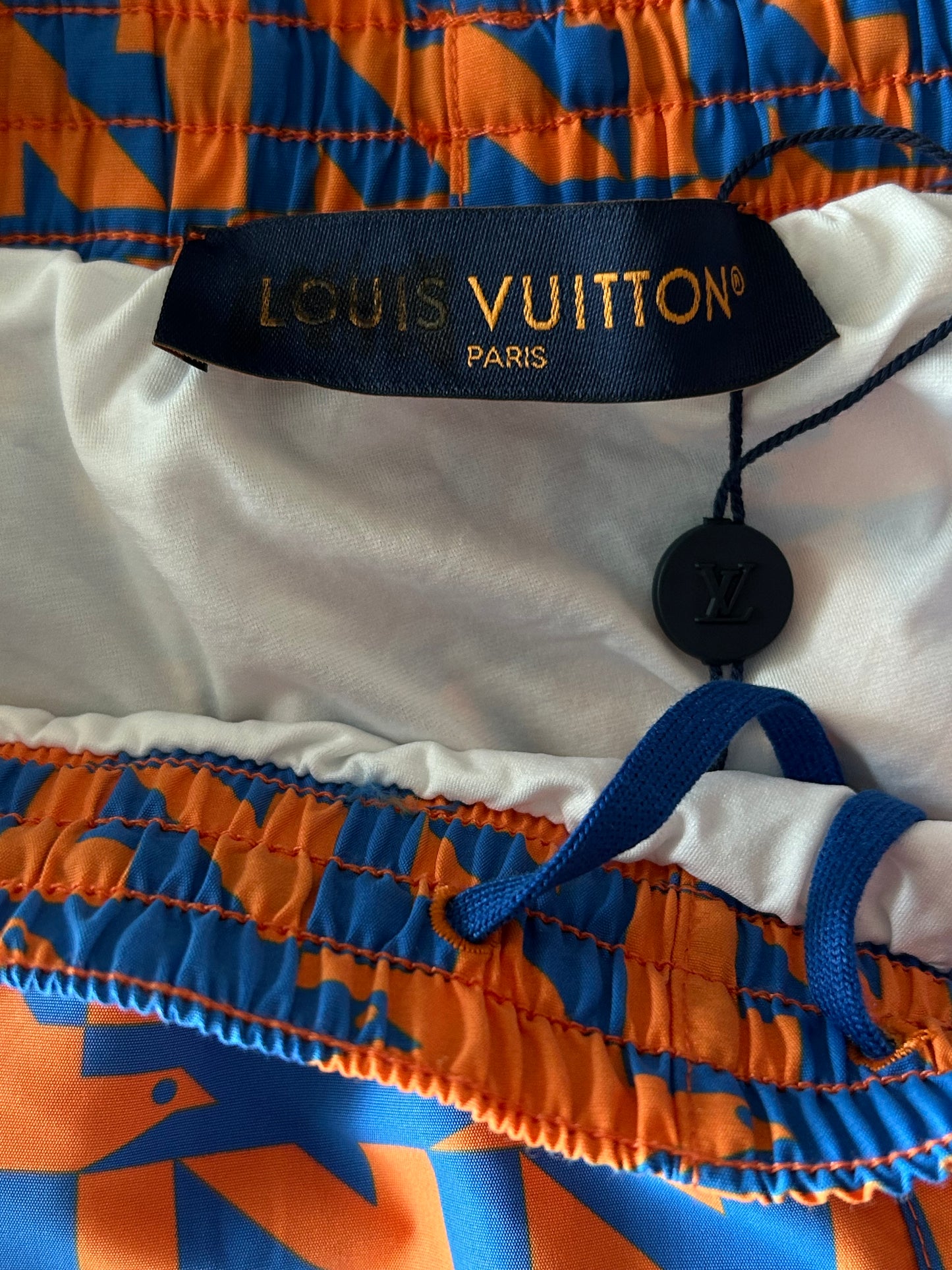 Louis Vuitton Blue & Orange Dove Print Swimshorts