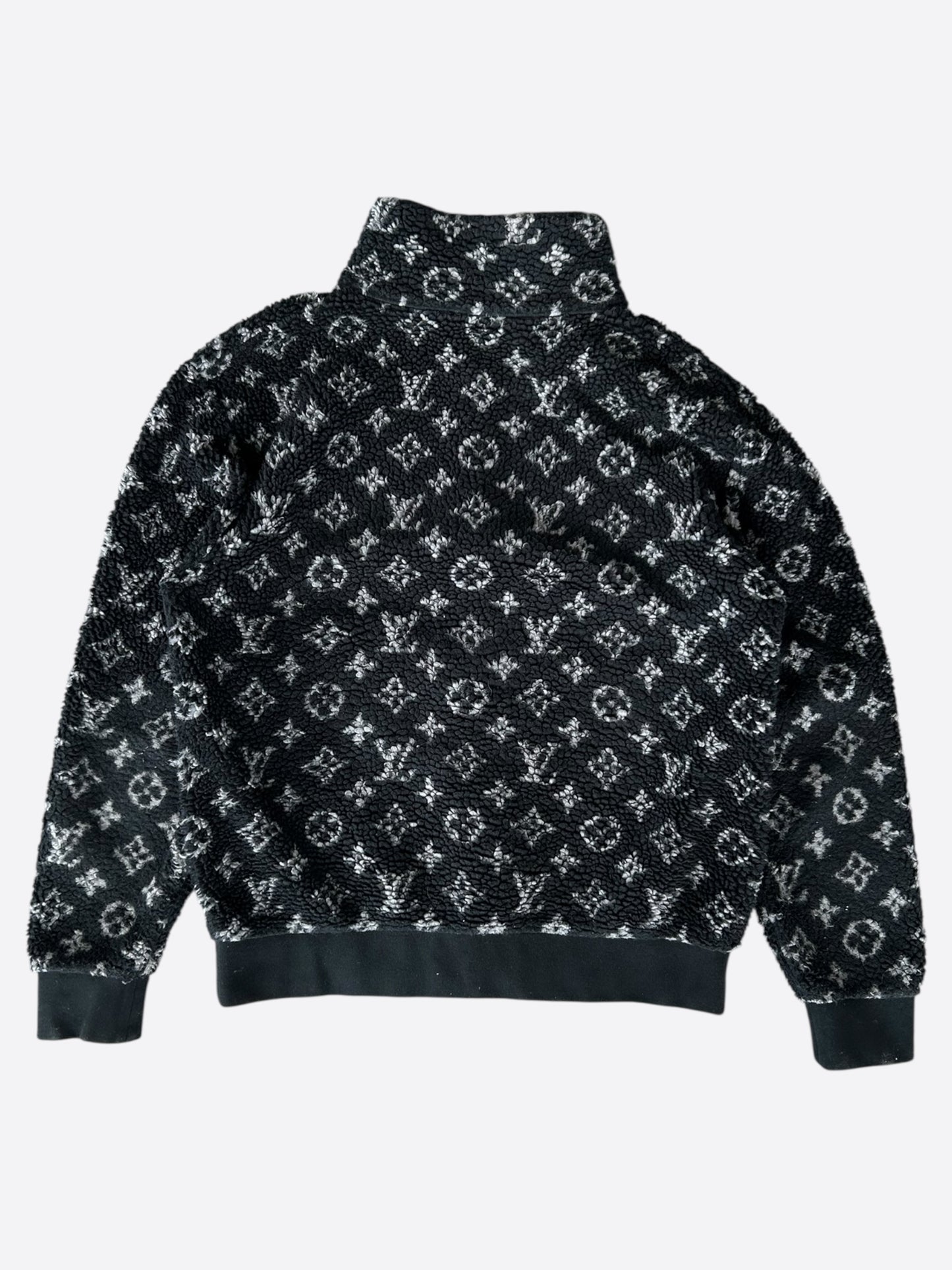 Louis Vuitton Black & Grey Monogram Fleece Zip Up Jacket