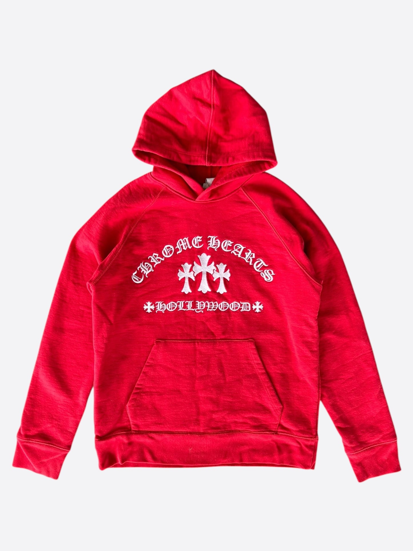 Chrome Hearts Red & White Triple Cross Embroidered Hoodie
