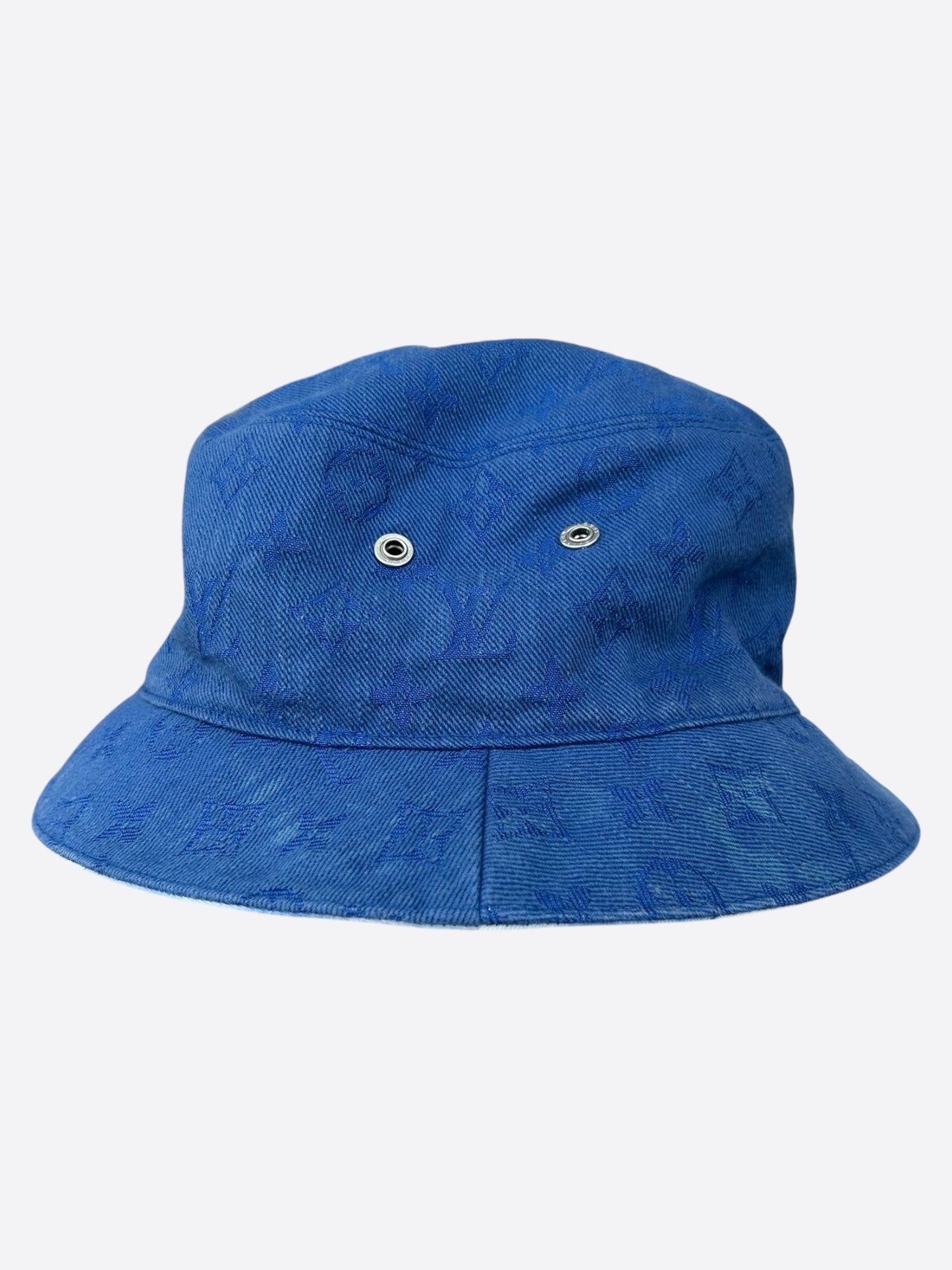 Louis Vuitton Blue & White Denim Monogram Reversible Bucket Hat