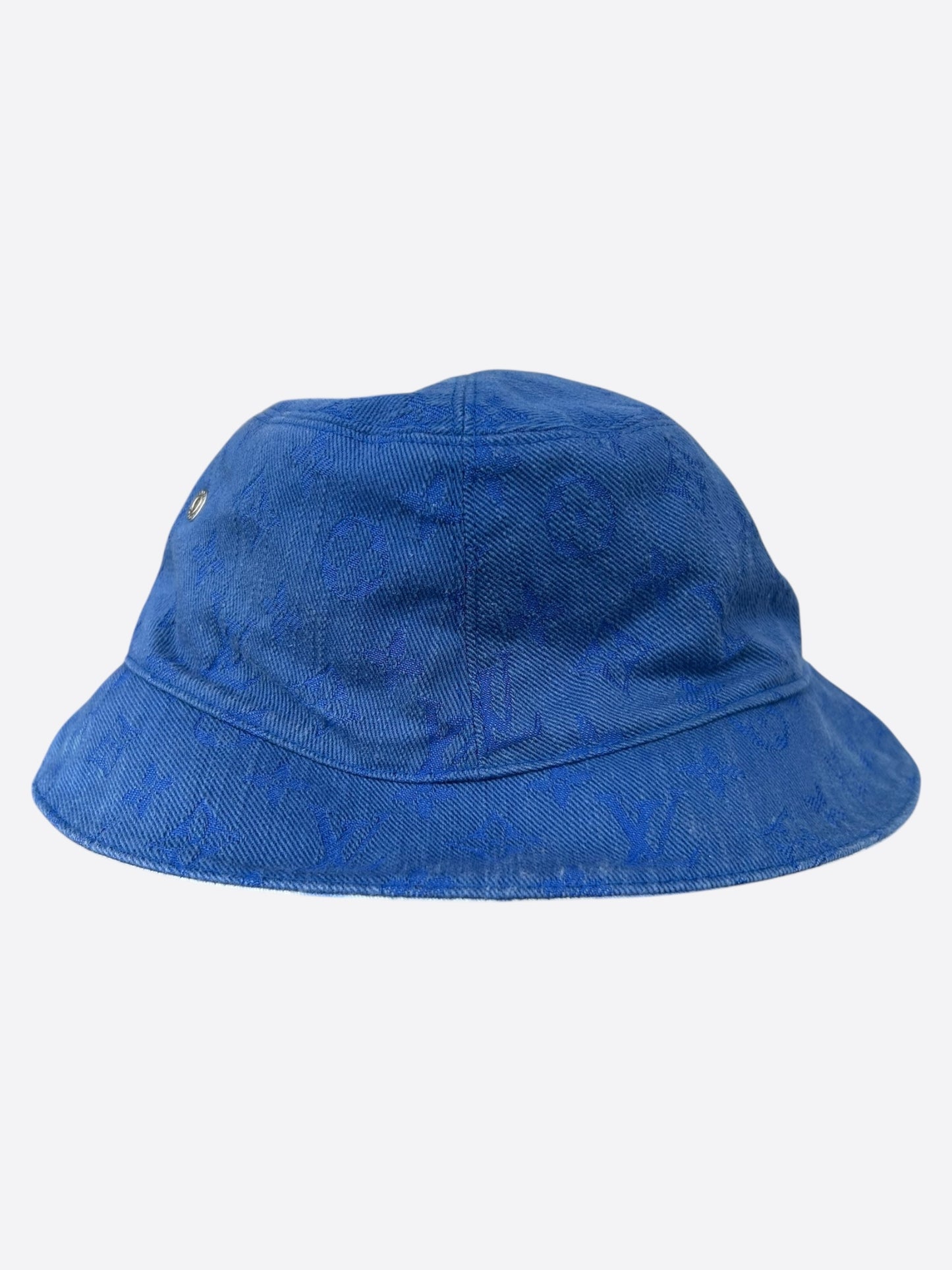 Louis Vuitton Blue & White Denim Monogram Reversible Bucket Hat