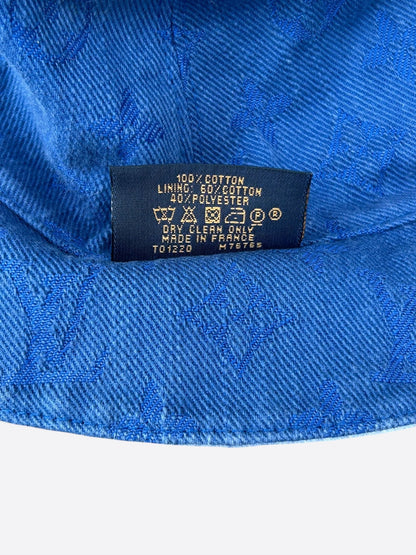 Louis Vuitton Blue & White Denim Monogram Reversible Bucket Hat