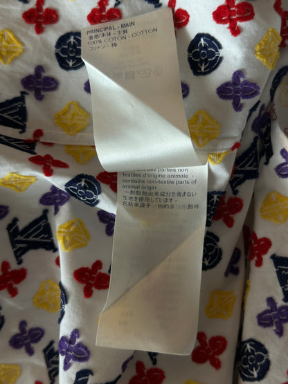 Louis Vuitton White Multicolor Embroidered Monogram Button Up Shirt