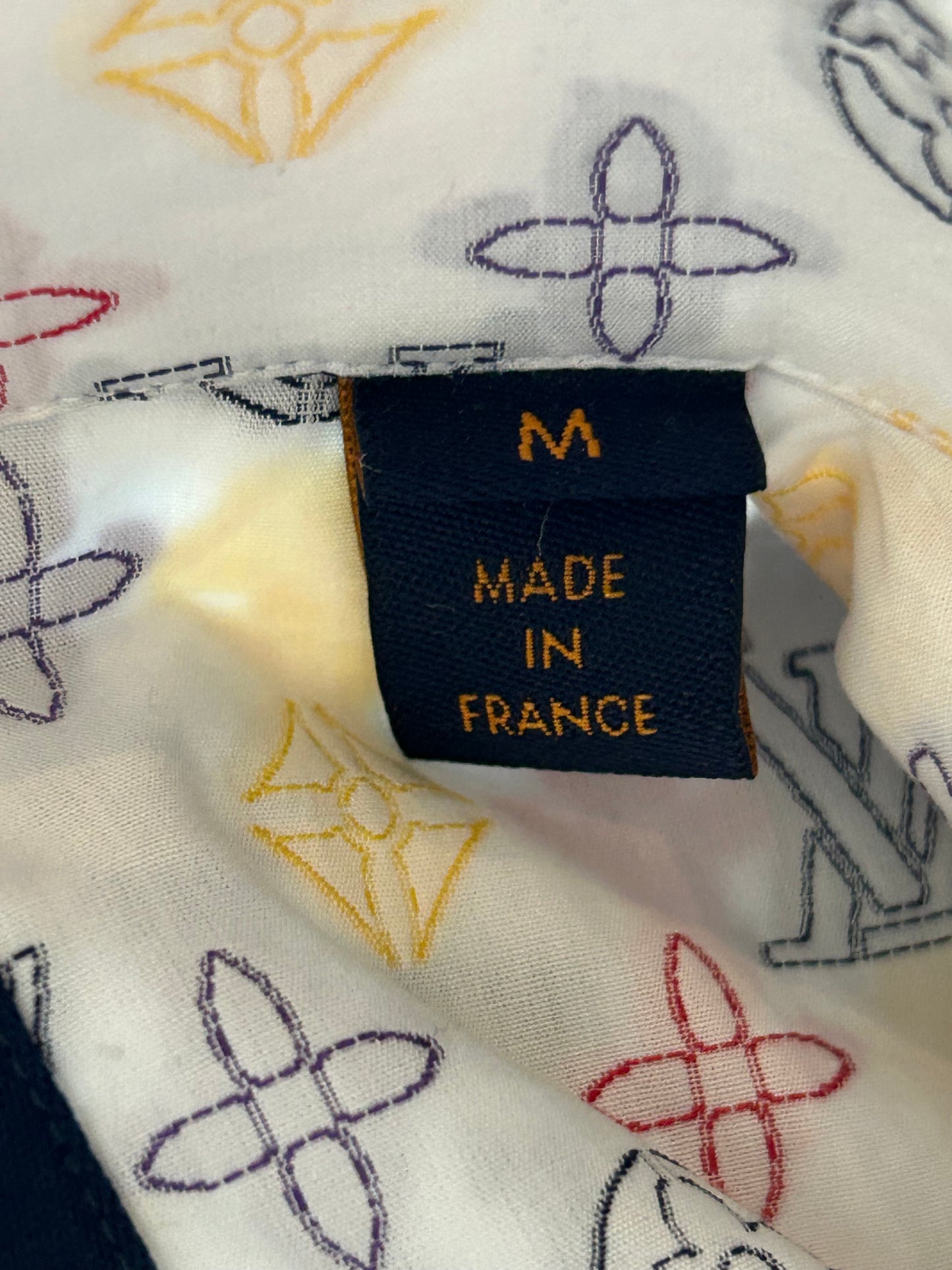Louis Vuitton White Multicolor Embroidered Monogram Button Up Shirt