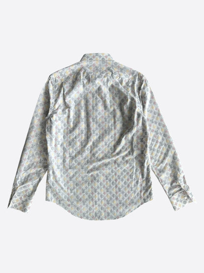 Louis Vuitton White Multicolor Embroidered Monogram Button Up Shirt
