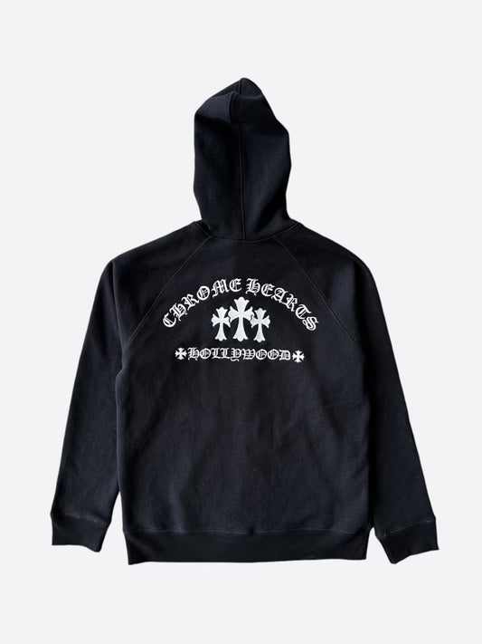 Chrome Hearts Black & White Triple Cross Embroidered Zip Up Hoodie