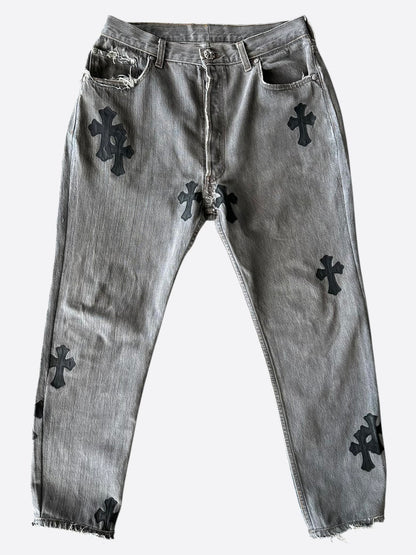 Chrome Hearts Levis Grey & Black Cross Patch Jeans