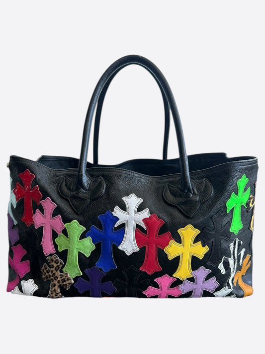 Chrome Hearts Black Multicolor Cross Patch Tote Bag