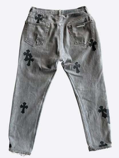 Chrome Hearts Levis Grey & Black Cross Patch Jeans