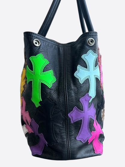 Chrome Hearts Black Multicolor Cross Patch Tote Bag