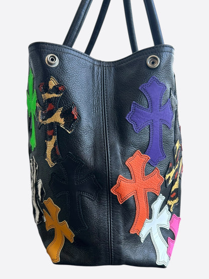 Chrome Hearts Black Multicolor Cross Patch Tote Bag
