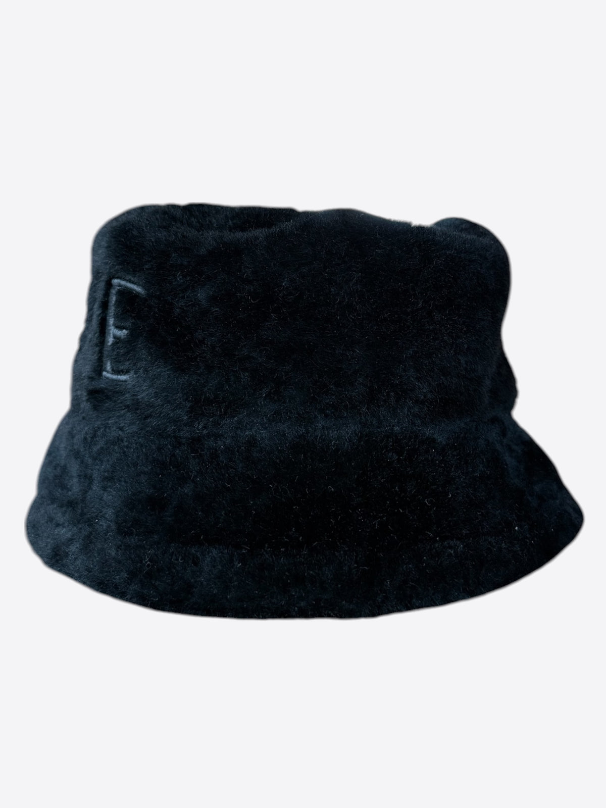 Loewe Black Shearling Embroidered Logo Bucket Hat