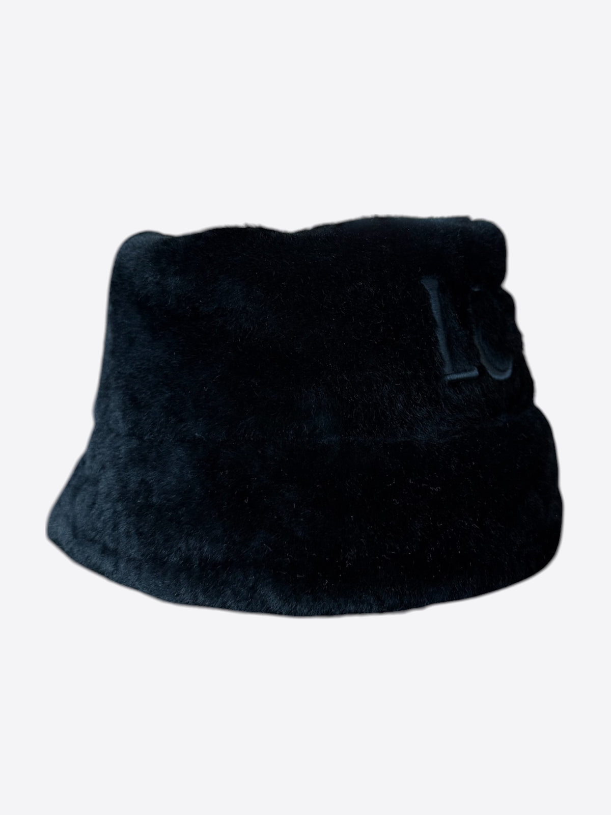 Loewe Black Shearling Embroidered Logo Bucket Hat