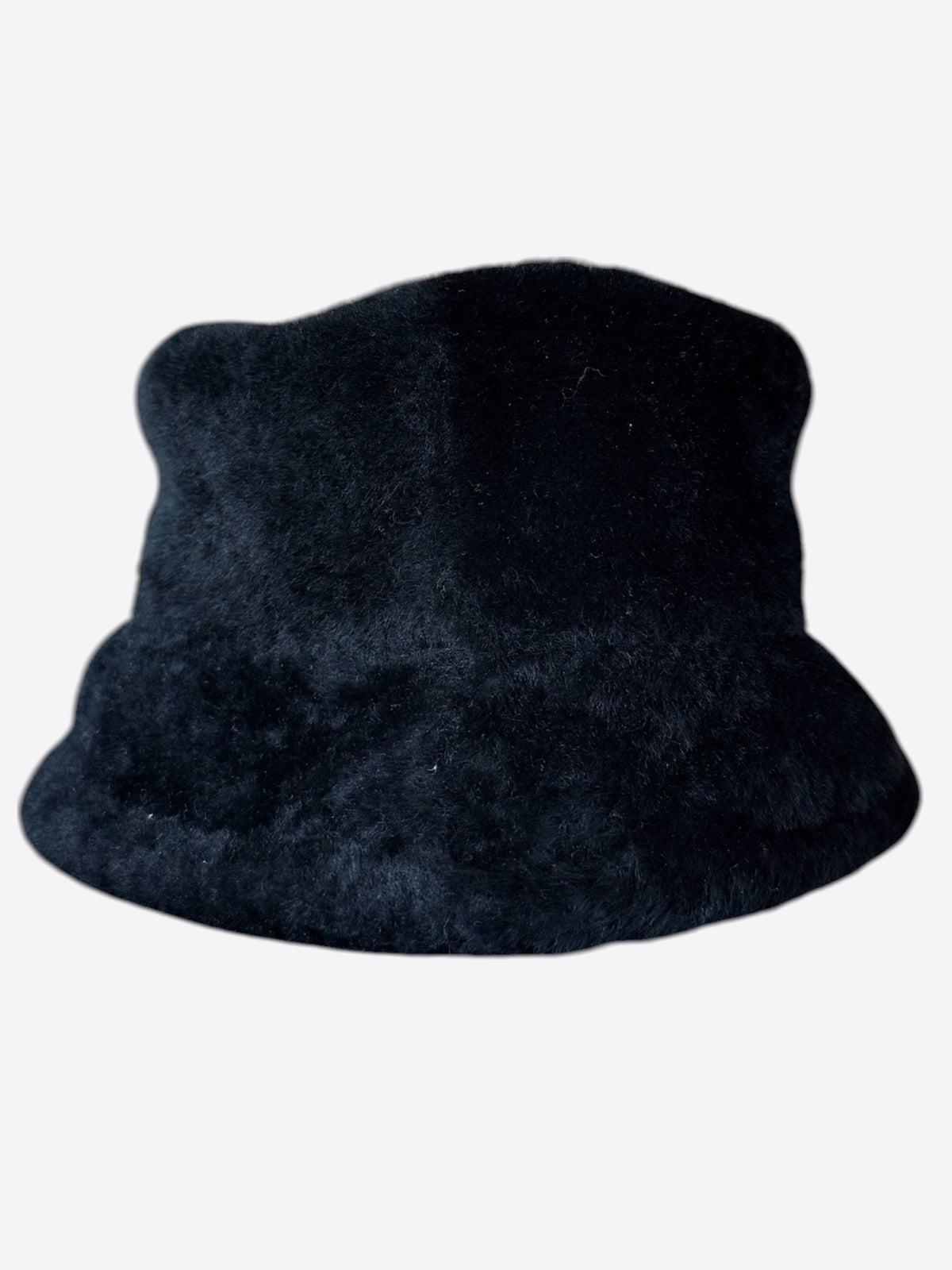 Loewe Black Shearling Embroidered Logo Bucket Hat