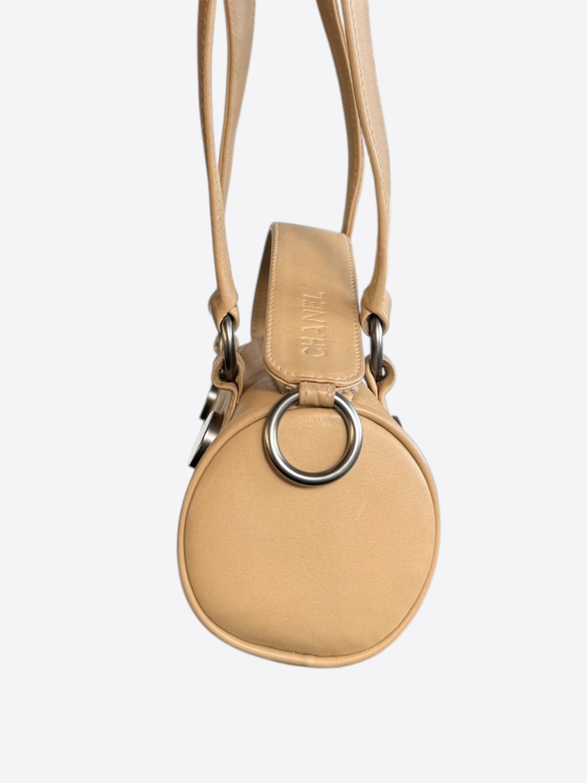 Chanel Beige Lambskin Barrel Bag