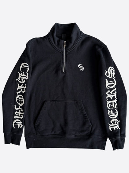 Chrome Hearts Black & White Embroidered Logo Quarter Zip Sweater