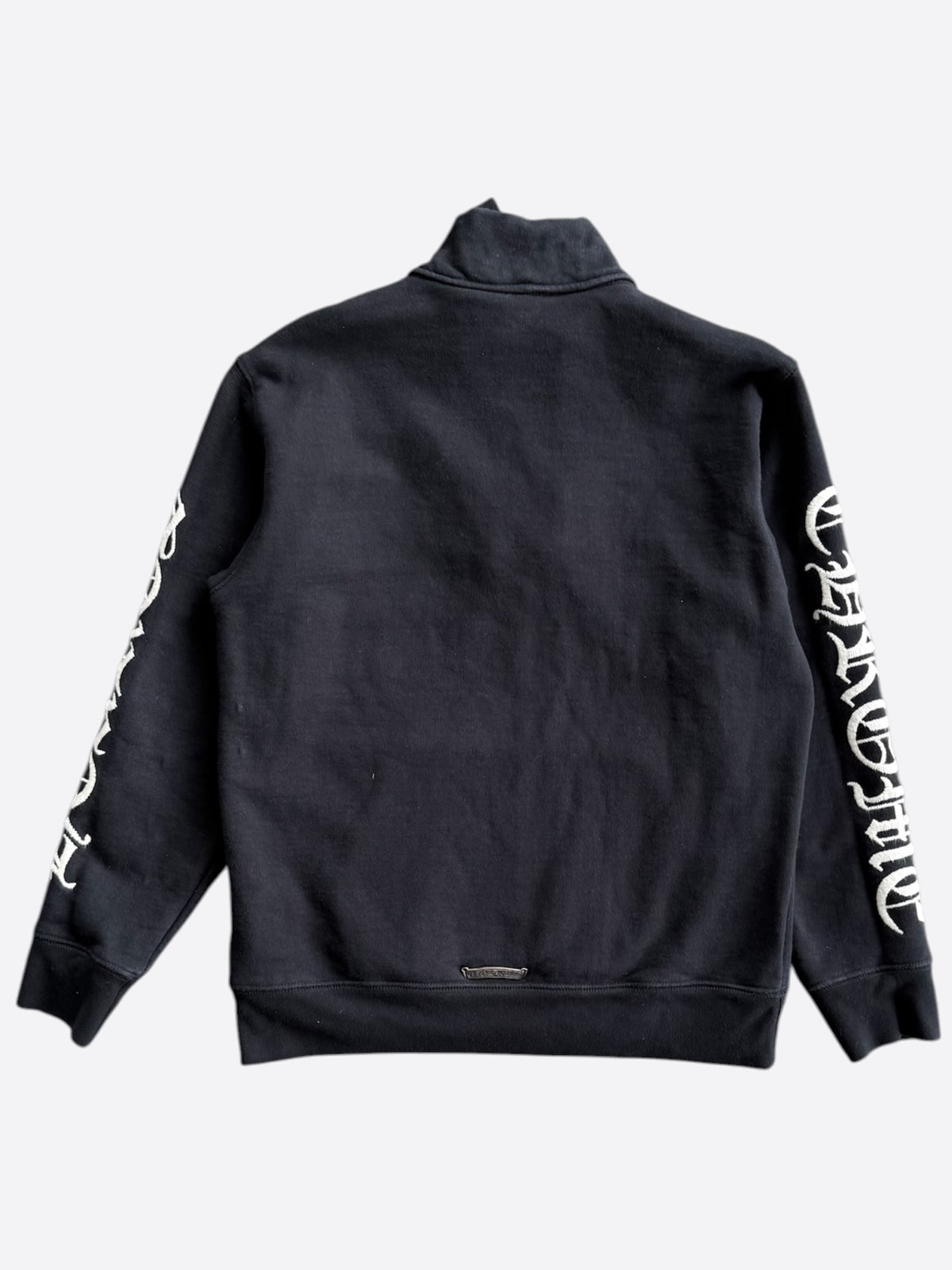 Chrome Hearts Black & White Embroidered Logo Quarter Zip Sweater
