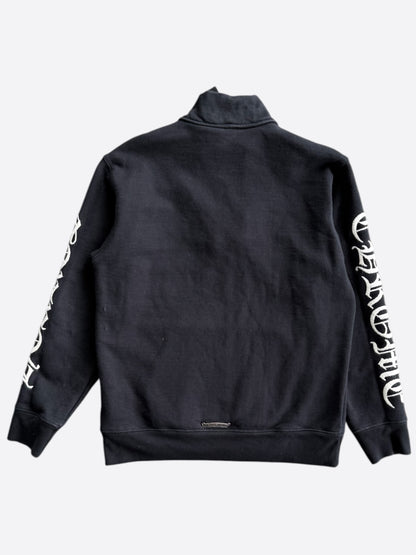 Chrome Hearts Black & White Embroidered Logo Quarter Zip Sweater