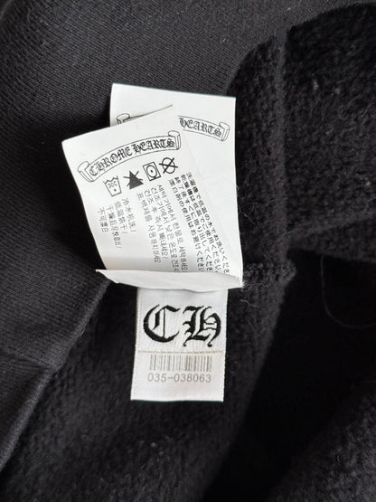 Chrome Hearts Black & White Embroidered Logo Quarter Zip Sweater