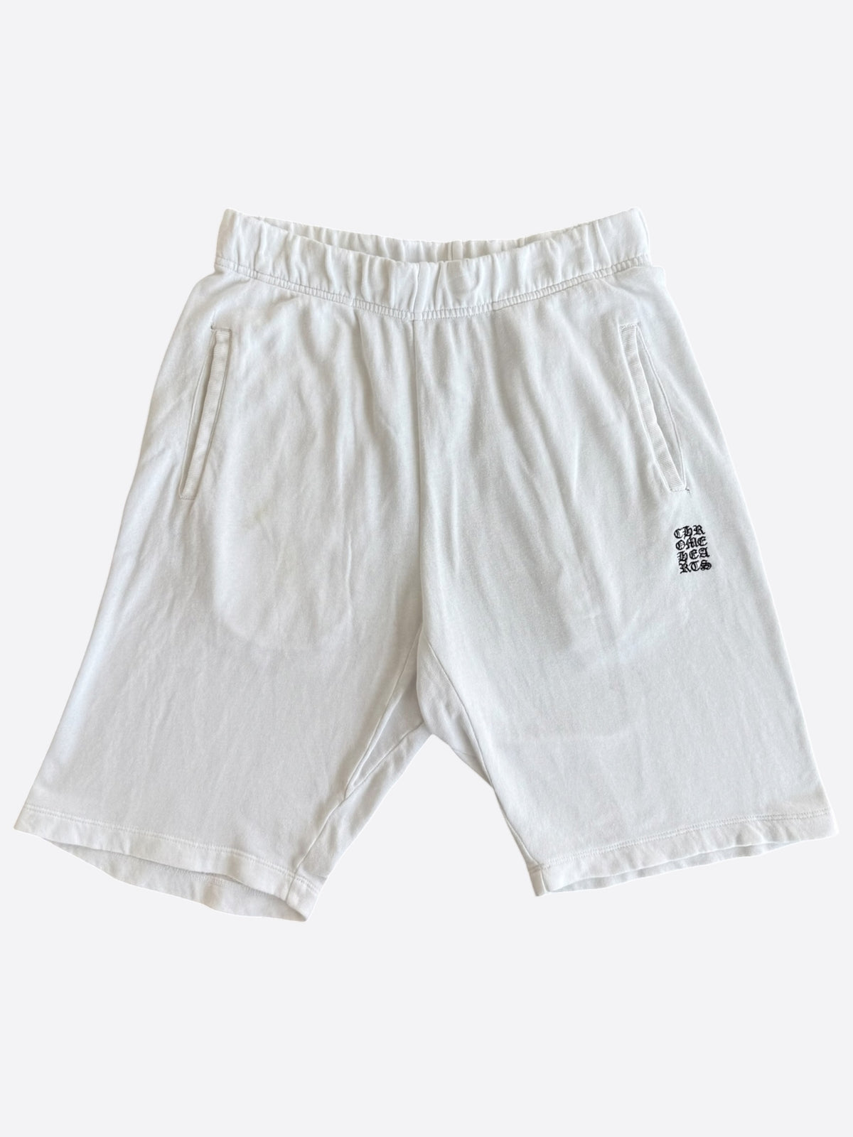 Chrome Hearts White & Black Embroidered Eyechart Logo Shorts
