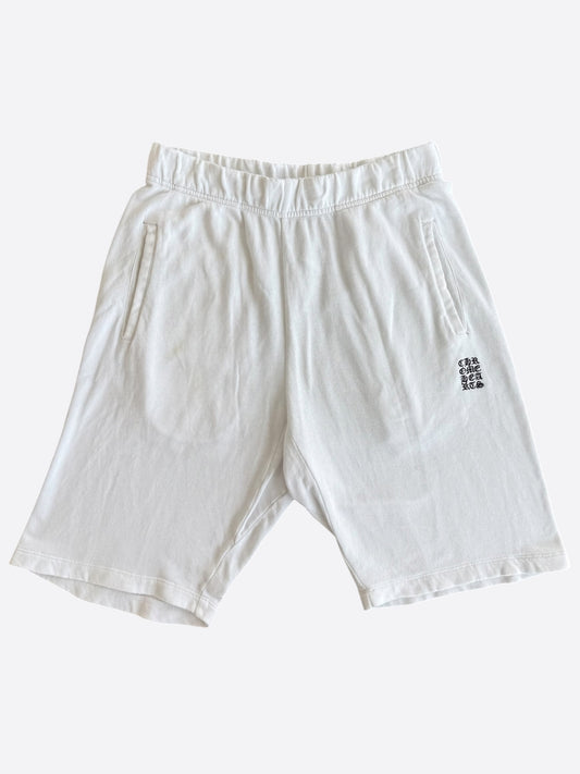 Chrome Hearts White & Black Embroidered Eyechart Logo Shorts