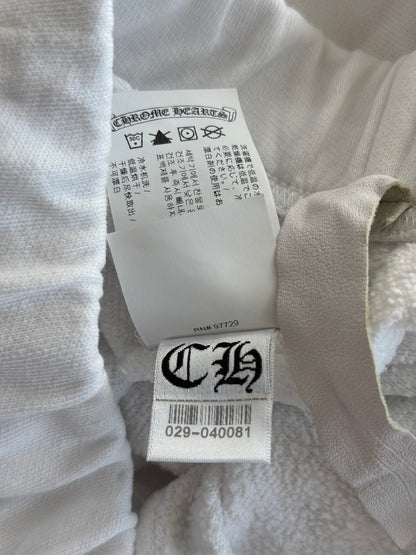 Chrome Hearts White & Black Embroidered Eyechart Logo Shorts