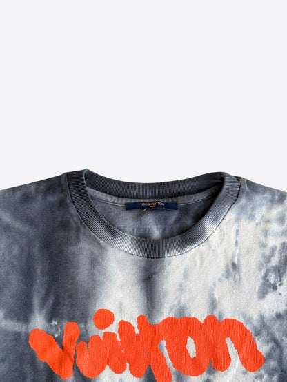 Louis Vuitton Grey & Orange Tie-Dye Graffiti T-Shirt