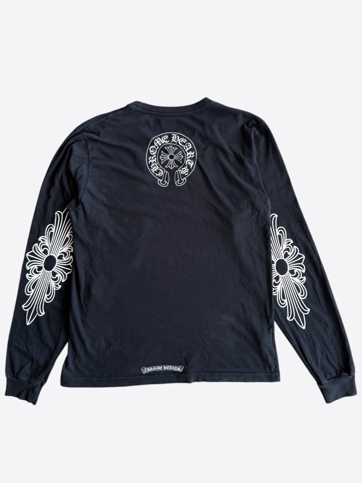 Chrome Hearts Black & White Horseshoe Logo Longsleeve T-Shirt