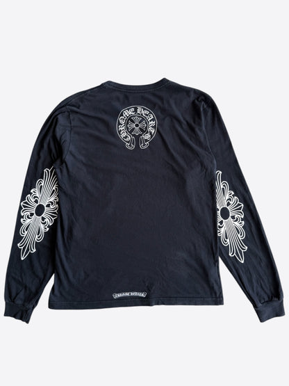 Chrome Hearts Black & White Horseshoe Logo Longsleeve T-Shirt