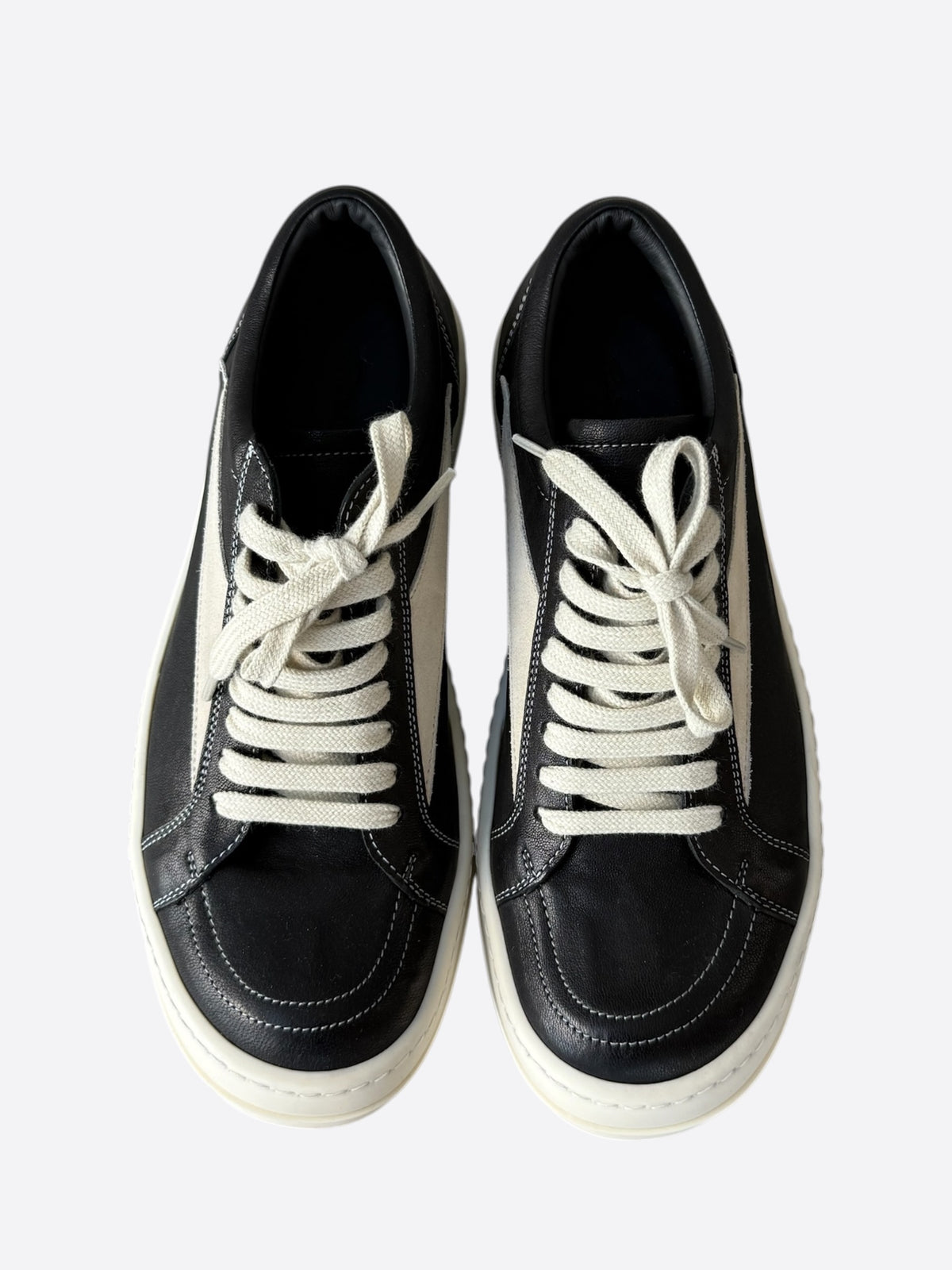 Rick Owens Black & White Vintage Low Top Sneakers
