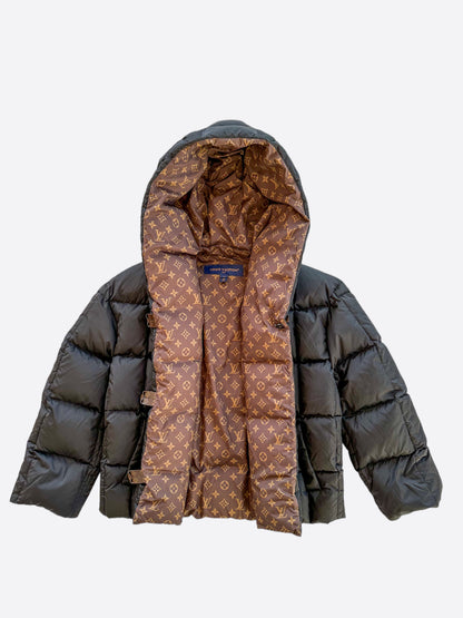 Louis Vuitton Black & Brown Monogram Womens Puffer Jacket