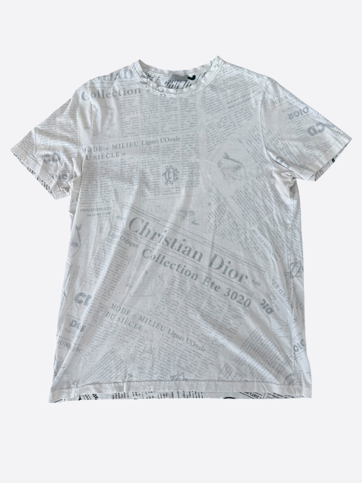 Dior Daniel Arsham White & Grey Newspaper T-Shirt