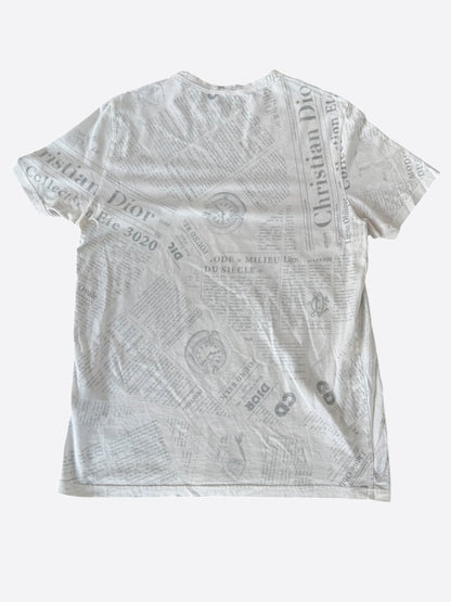 Dior Daniel Arsham White & Grey Newspaper T-Shirt