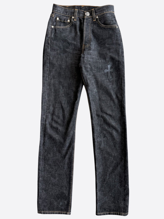 Chrome Hearts Levis Dark Blue Cross Patch Jeans