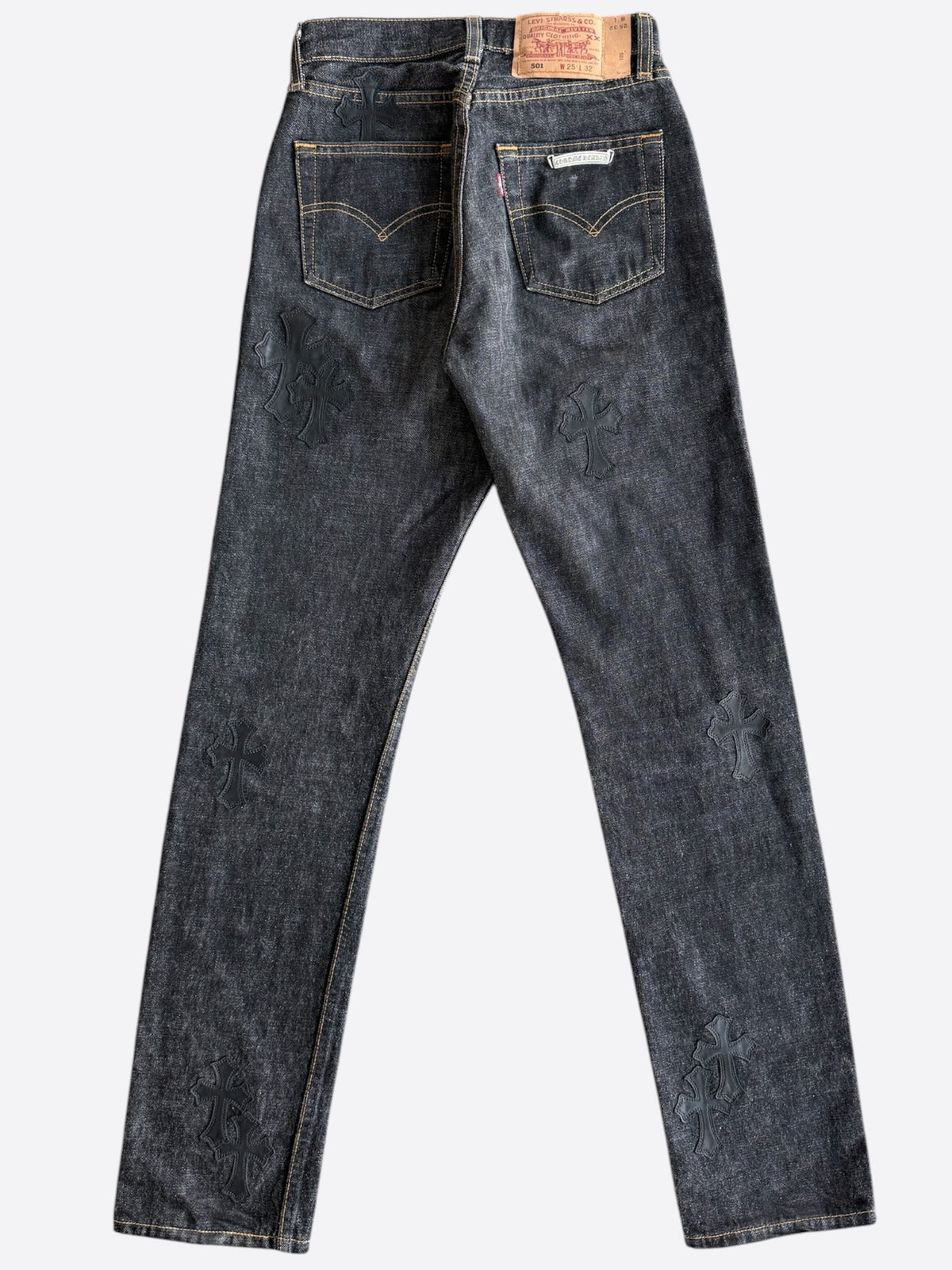 Chrome Hearts Levis Dark Blue Cross Patch Jeans