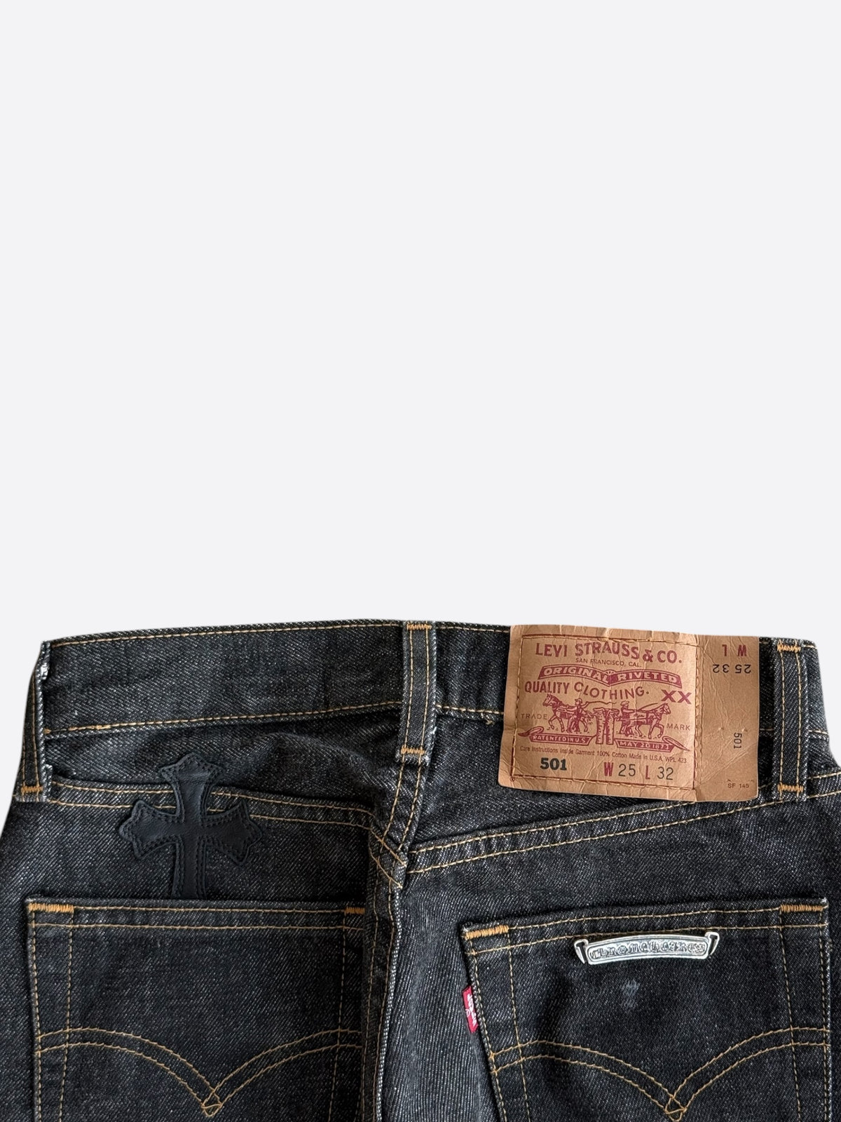 Chrome Hearts Levis Dark Blue Cross Patch Jeans
