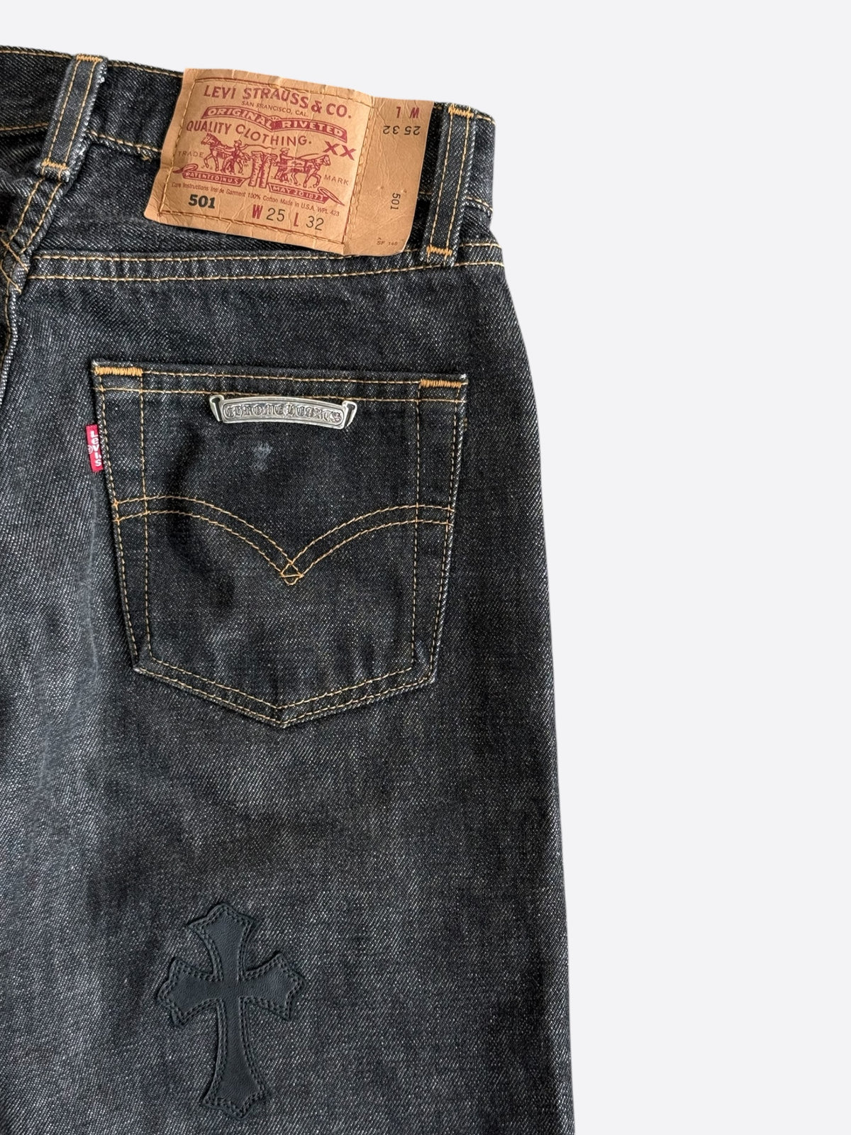 Chrome Hearts Levis Dark Blue Cross Patch Jeans